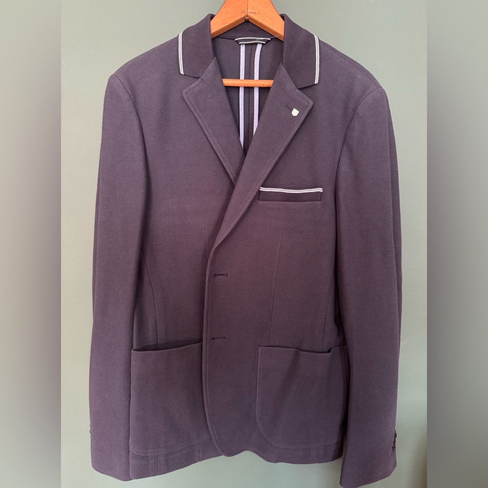Gant Navy Pique Cotton Sport Coat with Notched Lapels NWoT 38